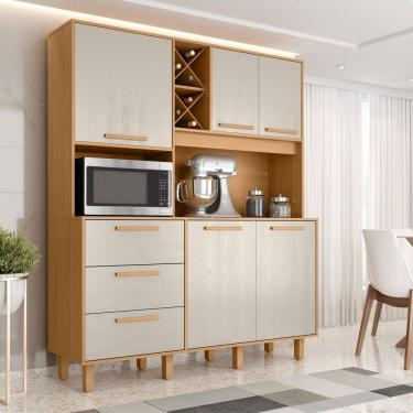 Imagem de Cozinha Completa Armário 5 Portas 3 Gavetas 1,60m Max Cinamomo/Areia