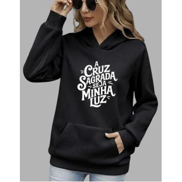 Imagem de Moletom Feminino Blusa De Frio A Cruz Sagrada Seja Minha Luz - NM KIds