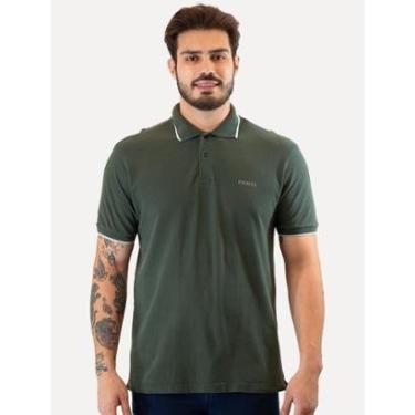 Imagem de Polo Guess Masculina Piquet Frieze Logo Relief Verde Escuro-Masculino