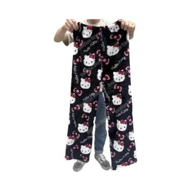 Imagem de Pijamas De Flanela Kawaii De Halloween Para Mulheres, Hello Kitty, Cal