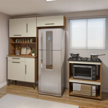 Imagem de Cozinha Completa Barueri 5 Portas 1 Gaveta em MDF 161cm Off White com Tampo para Cooktop