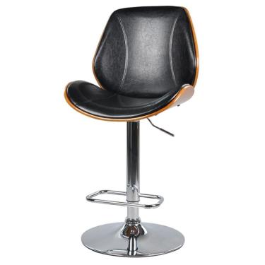 Imagem de Banqueta Giratória Alta Verona Rivatti Em Madeira Revestimento Poliuretano Preto Base Disco Cromado