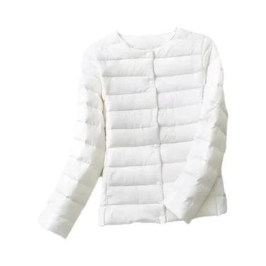 Imagem de Casaco Feminino Leve De Plumas Com Gola O Ou Gola V, Jaqueta Puffer Ac