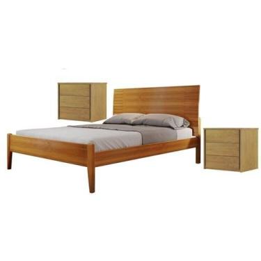 Imagem de Conjunto Quarto de Casal Cama com Detalhe na Cabeceira e 2 Mesas de Ca