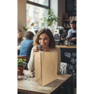 Imagem de 2x Sacos Kraft Pequenos 18x10x25 - Delivery e Lanches (100un - Congrat