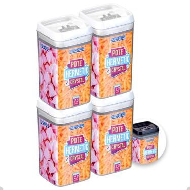 Imagem de 4 Potes Hermeticos Porta Mantimentos Empilháveis De 2300 Ml - Injeplas