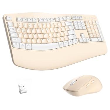 Imagem de Combo ergonômico de teclado e mouse sem fio, teclado Wave Keys com descanso de pulso pa...