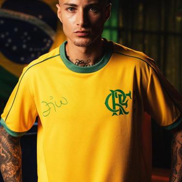 Imagem de Camisa Flamengo Zico Retrô Brasil Amarela Masculina-Masculino