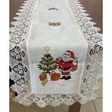Imagem de Caminho de Mesa Natal Bordado 45 x 1,80 Multi Trade, Branco 257