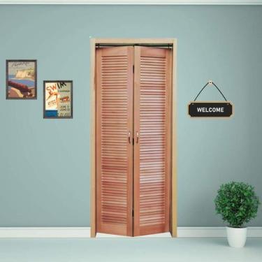 Imagem de Porta Camarão Completa Veneziana Kit Ouro Velho 70x210cm em Madeira Ma
