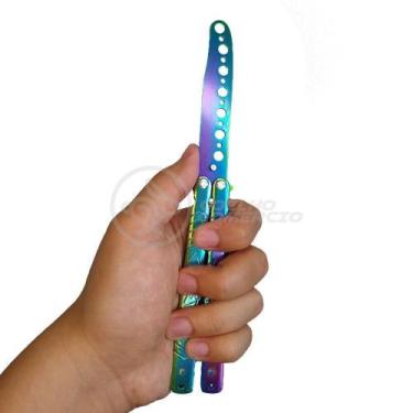 Imagem de Canivete Fade Rainbow Butterfly Treinamento Faca Borboleta - SMART BRA
