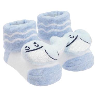 Imagem de Meia Bichinho Bebê com Led RN Masculino - Pimpolho, Azul, Baleia