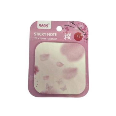 Imagem de Bloco Adesivo Floral Sakura 70 x 70mm Stick Autoadesivo - Kawaii, A