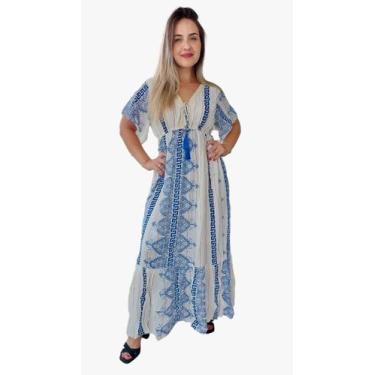 Imagem de Vestido Longo Indiano Lurex Luxo Boho Chic c/ Forro-c101 - Aleci Fashi