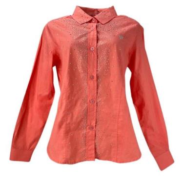 Imagem de Camisa Country Feminina Original Radade Salmão Com Strass algodao Prem
