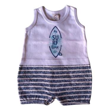 Imagem de Macacão Bebê Masculino Curto Recorte Surf Piu Blu, Branco, Marinho, RN
