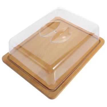 Imagem de ULTECHNOVO Suporte de bolo com tampa, prato de bolo de acrílico de 23 cm com tampa, suporte de placa, bandeja de sobremesa com tampa para assar cozinha, bandeja retangular grande e enseada de acrílico