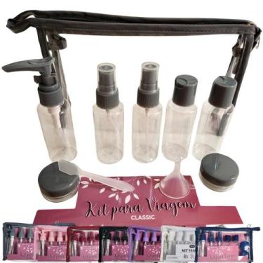 Imagem de Kit De Frascos Para Viagem 10 Peças Necessaire Organizador - FWB, Cinz
