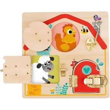 Imagem de Painel Infantil Com Atividades Sensoriais Brinquedo Educativo Madeira 
