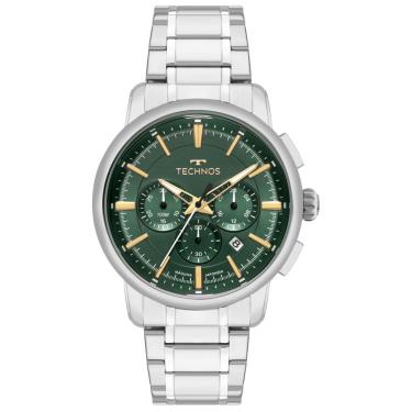 Imagem de Relógio Masculino Grandtech Cronógrafo Aço Inox Prata com Mostrador Verde Technos
