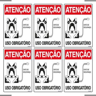 Imagem de Combo 6 Placas De Sinalização Atenção Cinto De Segurança Uso Obrigatór
