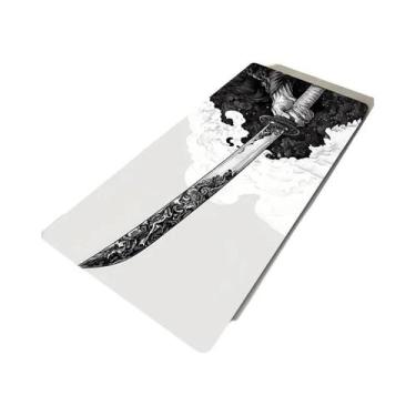 Imagem de Mousepad Grande Antiderrapante Samurai Preto E Branco Anime Para Gamer