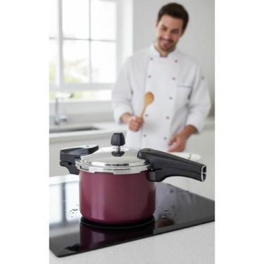 Imagem de 2x Panela Pressão Alumínio Antiaderente 4,5L Vermelha 20cm - Congratul