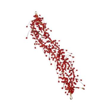 Imagem de Tiara De Flor De Cristal Vermelho Com Strass E Pérolas, Acessório De C