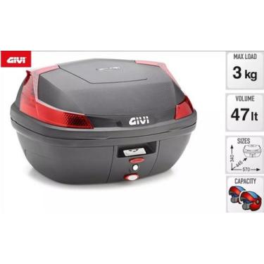 Imagem de Baú Givi Monolock Preto Lente Vermelha B47 Blade Tech B47NML