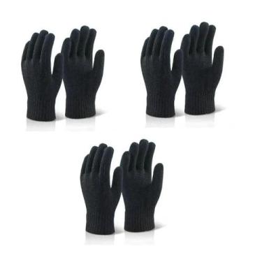 Imagem de Kit 2 Pares De Luva De Lã Cor Preta Adulto Tamanho Único Grande Elasta