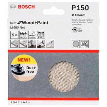 Imagem de Disco de Lixa Bosch M480 Best for Wood & Paint; 125mm G150 Pacote com 5 unidades