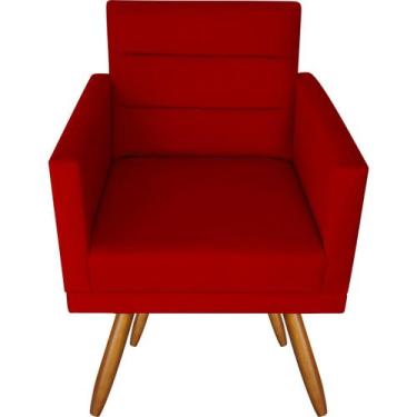 Imagem de Poltrona Decorativa Para Ambientes Luxer Suede Vermelha - Megadecor