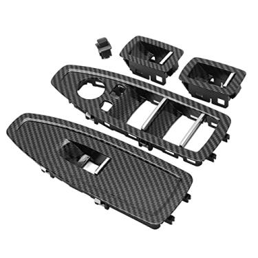 Imagem de Guarnição do painel levantador janela, fácil de substituir Substituição decoração interna do painel do interruptor para 1 3 4 Série F20 F30 F31 2012-2019(Padrão de fibra de carbono)