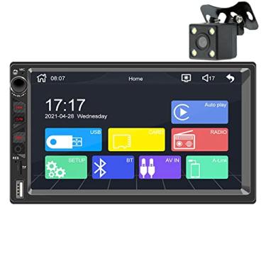 Imagem de Suporte estéreo duplo din para carro ios carplay android carro multimídia player automotivo rádio de carro com tela sensível ao toque tft de 7 polegadas bluetooth câmera de visão traseira usb-aux