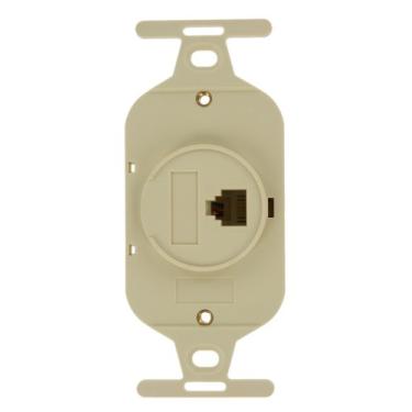 Imagem de Leviton 41054-IDD Placa de parede redonda para telefone, marfim