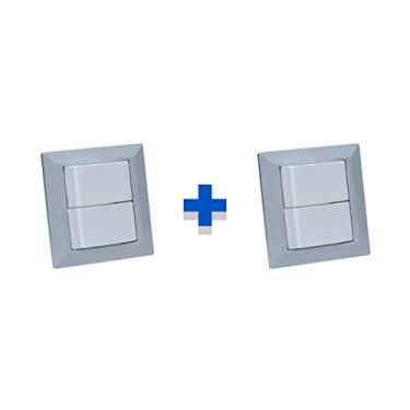 Imagem de Kit Espelhos de Tomadas Duplo Chanfrado com 2 Interruptores COR:CINZA