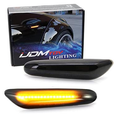 Imagem de iJDMTOY Lentes fumadas Euro LED âmbar dianteiro marcador luzes pisca-pisca compatível com BMW 1 3 5 Series, etc.iJDMTOY 75-241-Smoked-Amber