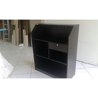 Imagem de Balcão Reto Preto Para Recepção Atendimento Salão Caixa Loja