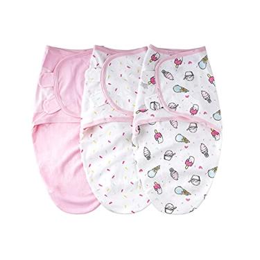 Imagem de SU3007 3pcs baby swaddle wrap cobertor io de algodão infantil dormir com padrão de sorvete fofo para bebês meninos recém-nascidos meninas