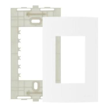Imagem de Conjunto Placa E Suporte 4X2 3 Postos Horizon Branco Kit 10 - Margiriu