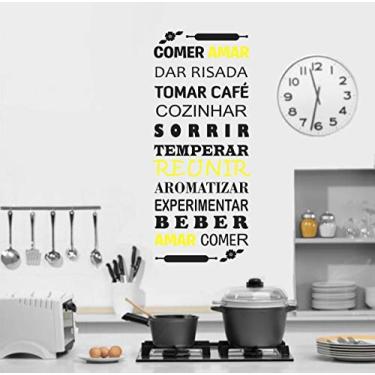 Imagem de Adesivo De Parede Decoração Frase Cozinha tamanho 90cm x 40cm preto