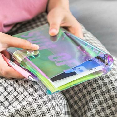 Imagem de A6 A5 Pasta de arquivo com tampa de PVC colorida de 6 furos e anel redondo com fecho de botão de pressão (Laser, A5 combo)