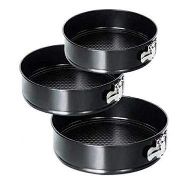 Imagem de Conjunto De Forma Fundo Removível Antiaderente Aço Carbono Redonda 3 Peças