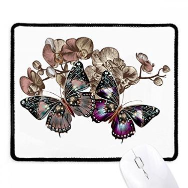 Imagem de Mousepad de flores e borboleta, borda costurada, tapete de borracha para jogos