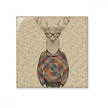 Imagem de Óculos de cervo animal efeito artístico colorido azulejo de cerâmica brilhante decalque pedra adornada tijolo vitrificado