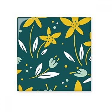 Imagem de Azulejo de cerâmica com flor branca verde amarelo brilhante decalque pedra adornada tijolo vitrificado
