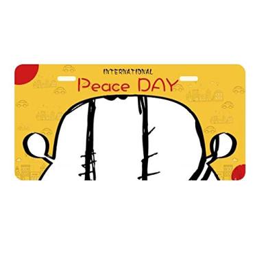 Imagem de DIYthinker Placa de carro Small Cat Smile Sit Black Line Placa de carro Decoração Dia da Paz