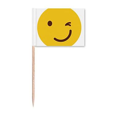 Imagem de Bandeira de palito de dente com estampa de rosto amarelo Blink Sle enfeite de festa