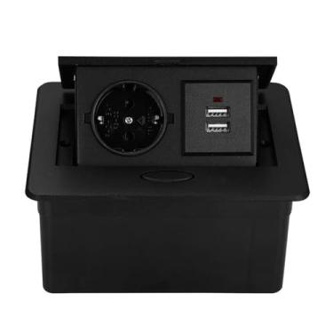 Imagem de Bothyi Base de tomada de mesa embutida, adaptadores elétricos ocultos, tira de energia, estação de carregamento de mesa para mesa final, hotel, à prova, preto