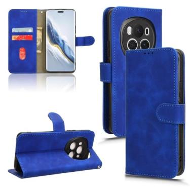 Imagem de Estojo tipo carteira para telefone Compatível com capa Huawei Honor Magic6 Pro com suporte para cartão, capa tipo carteira de couro PU com alça de pulso e capa protetora à prova de choque (Size : Blu